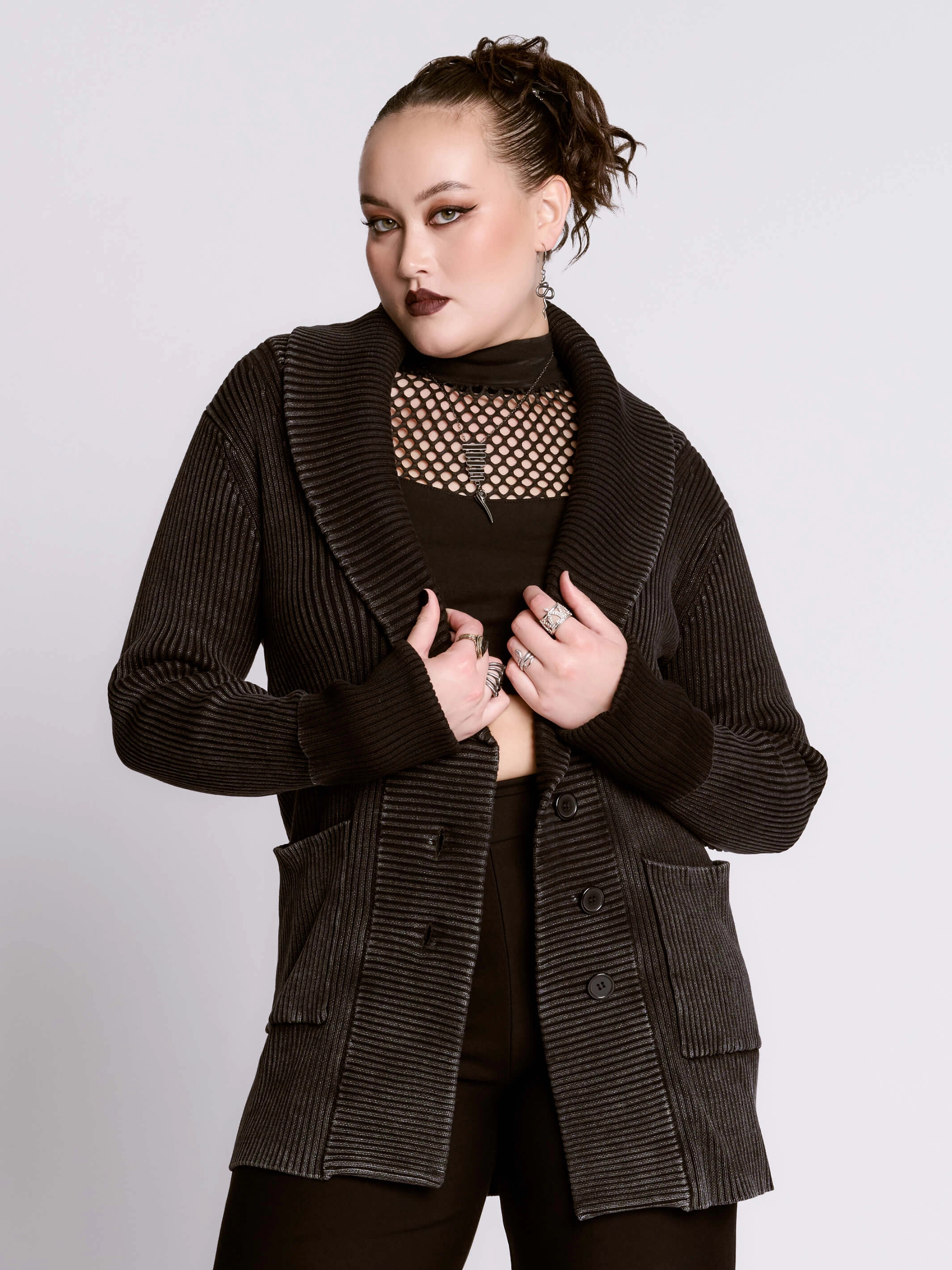 Urban Distressed Rib Cardigan