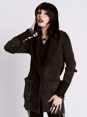 Distressed Rib Cardigan Winter - wear