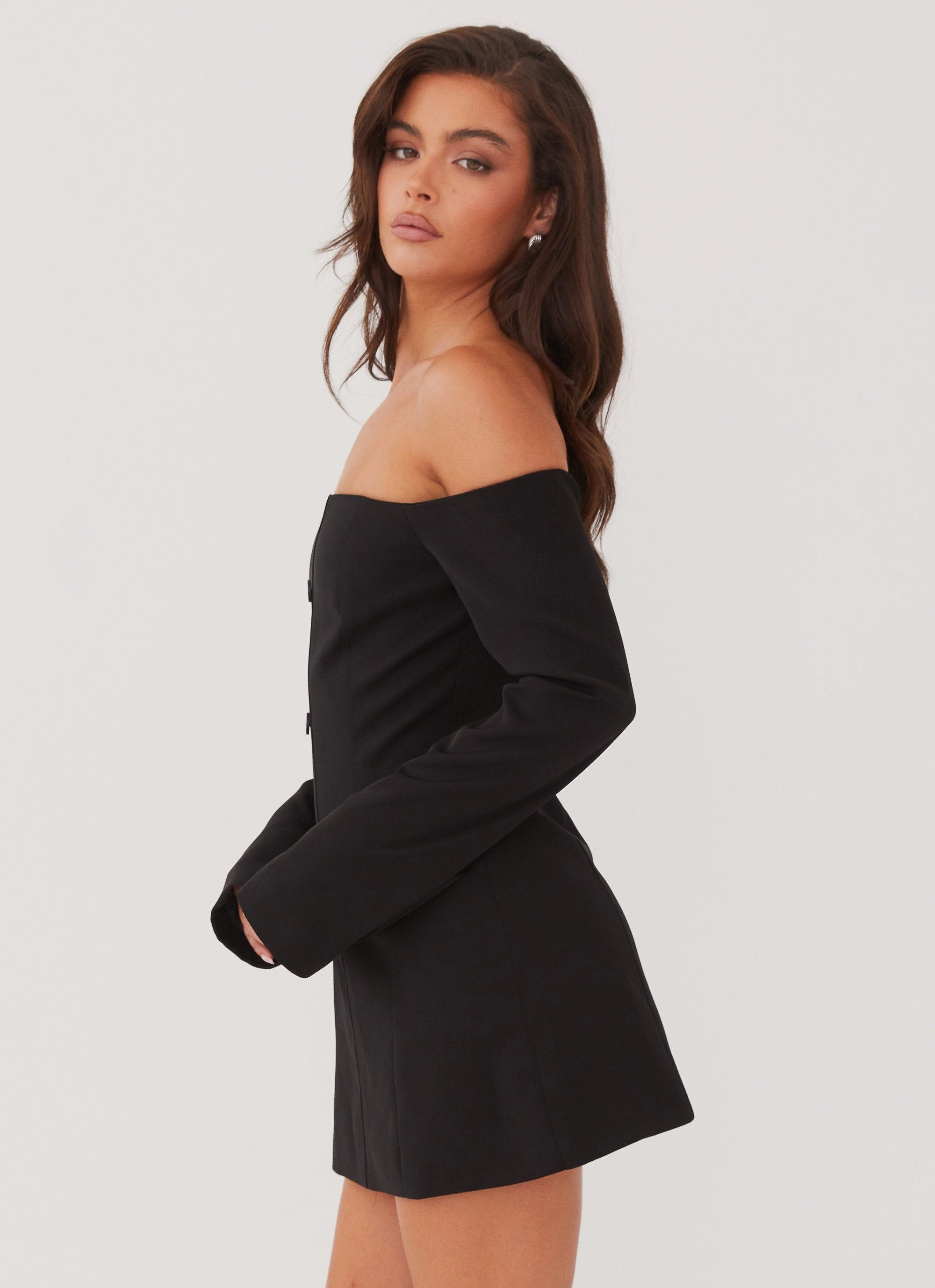 Smart Detail Bodycon Fit Dominique Blazer Mini Dress - Black