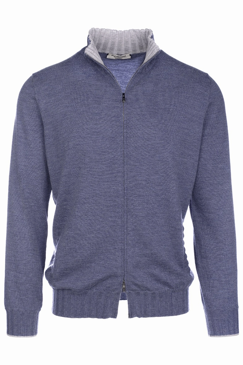 Non Restrictive Fit Thermal Lock Stitching Duvet Cashmere Zip Sweater