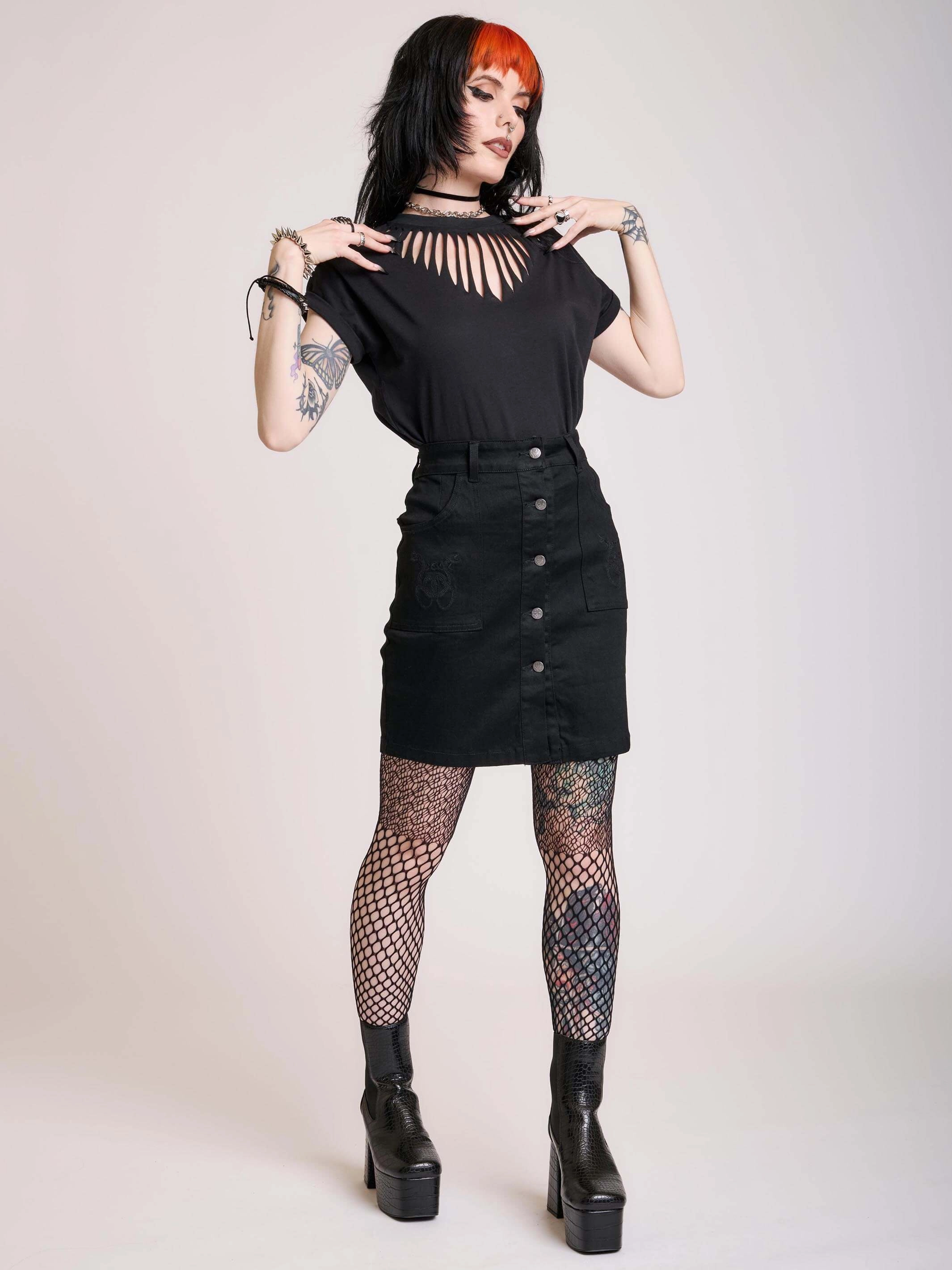 Slashed T-shirt Non Irritating Collar Pastel color