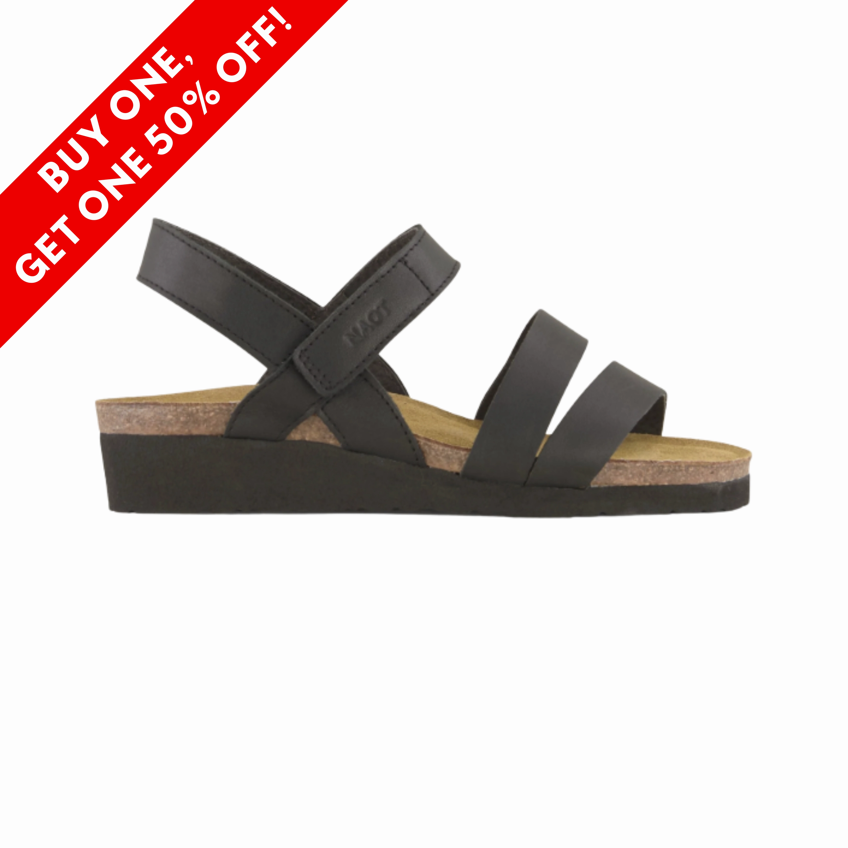 Women's Kayla - Black Matte Leather (Wide Width) Practical And Stylish Footwear Minimalist Strap Pattern