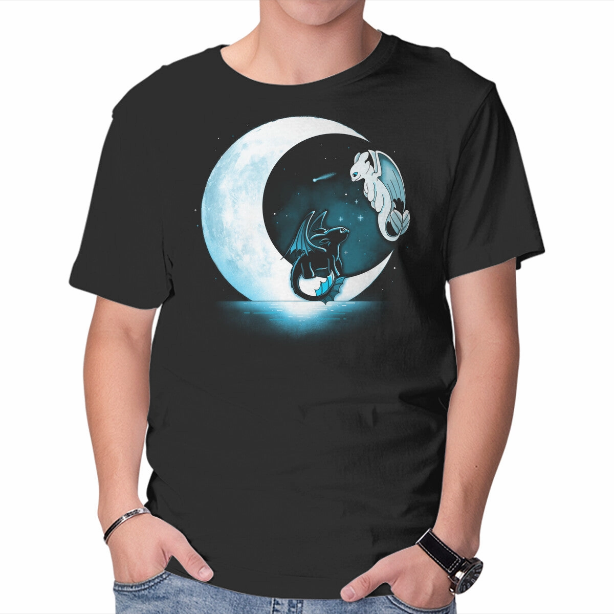 Dragons Moon Animal print wildness Crew Neck Design