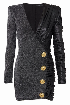 Shade Soft Dual-Fabric Draped Wrap Dress