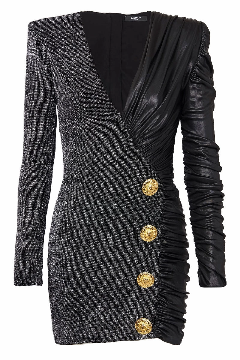 Shade Soft Dual-Fabric Draped Wrap Dress