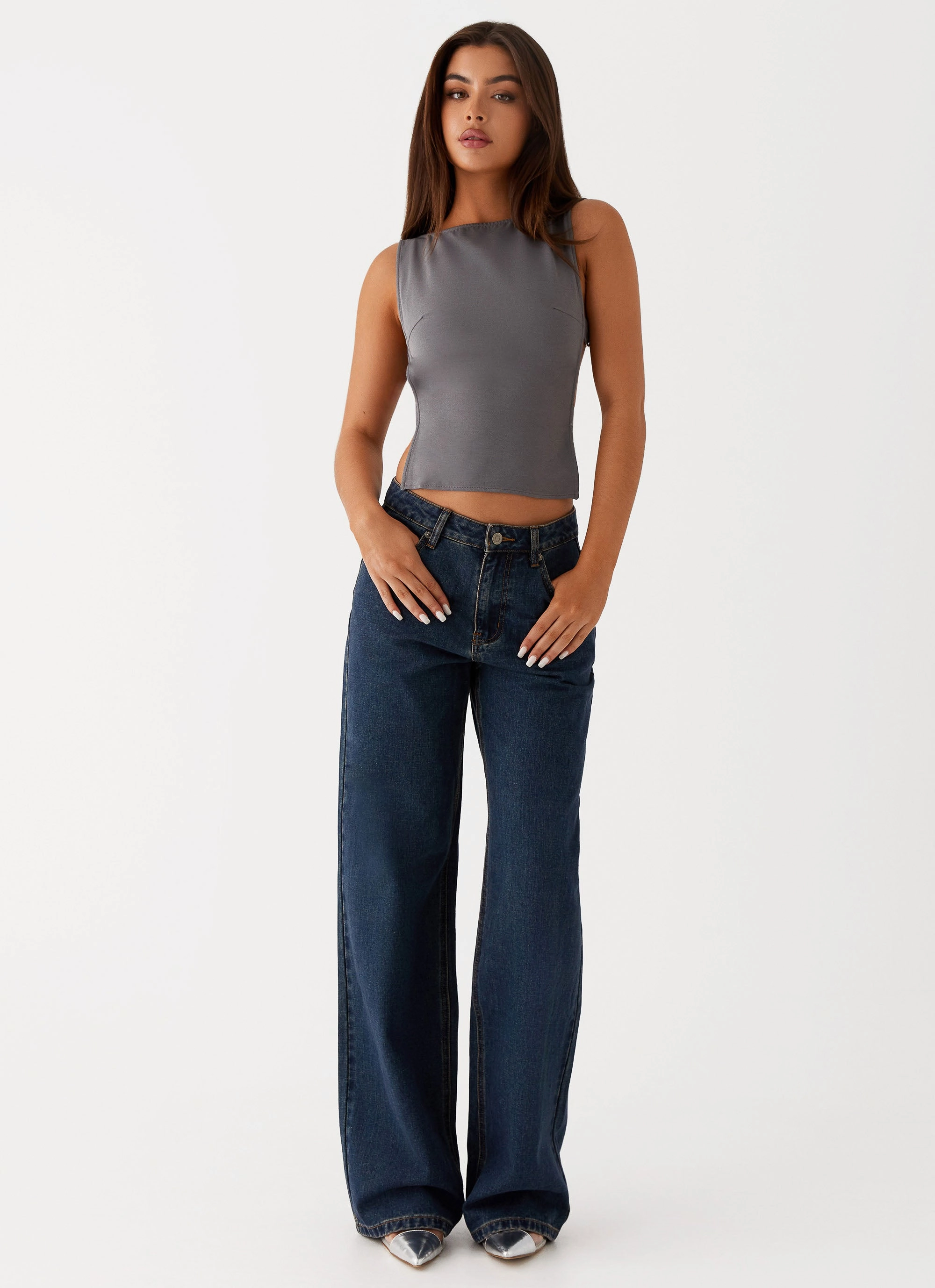 Keanna Low Rise Denim Jeans - Washed Denim Go-to Wear Chic Comfort