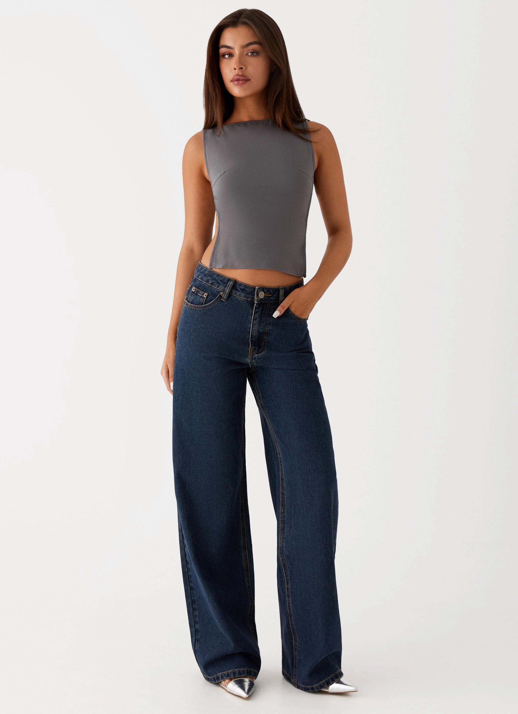 Keanna Low Rise Denim Jeans - Washed Denim Classic Five Pocket Elegant Minimalist Outdoor Adventure