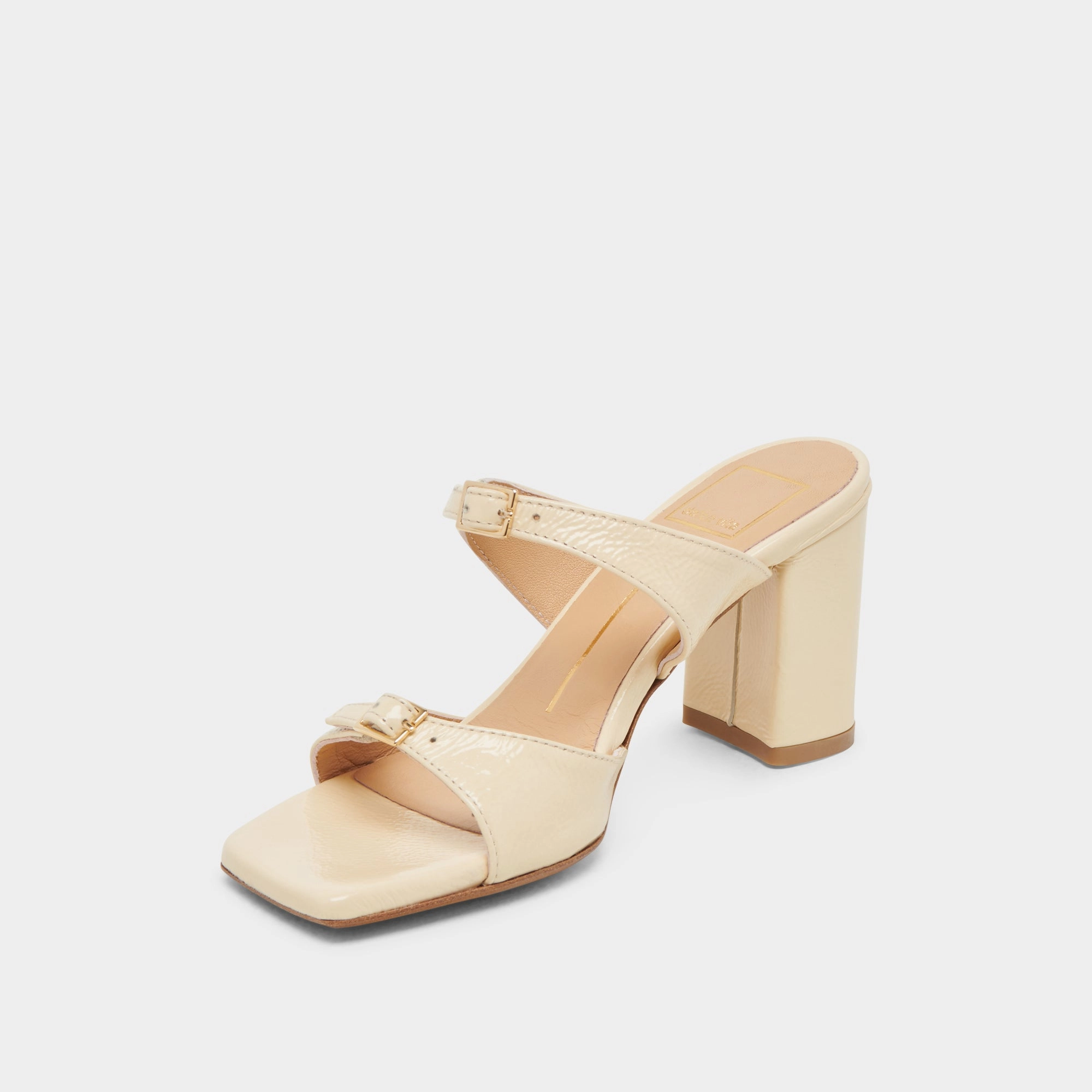 Comfy Sandals Heel Guard SHANE HEELS LIGHT YELLOW CRINKLE PATENT