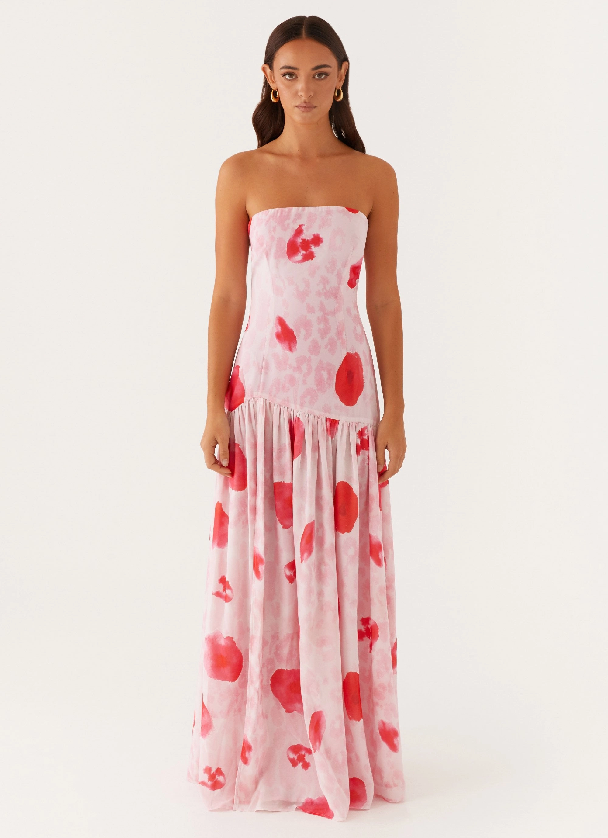 Eden Strapless Maxi Dress - Rose Leopard Year Rounder High Waist