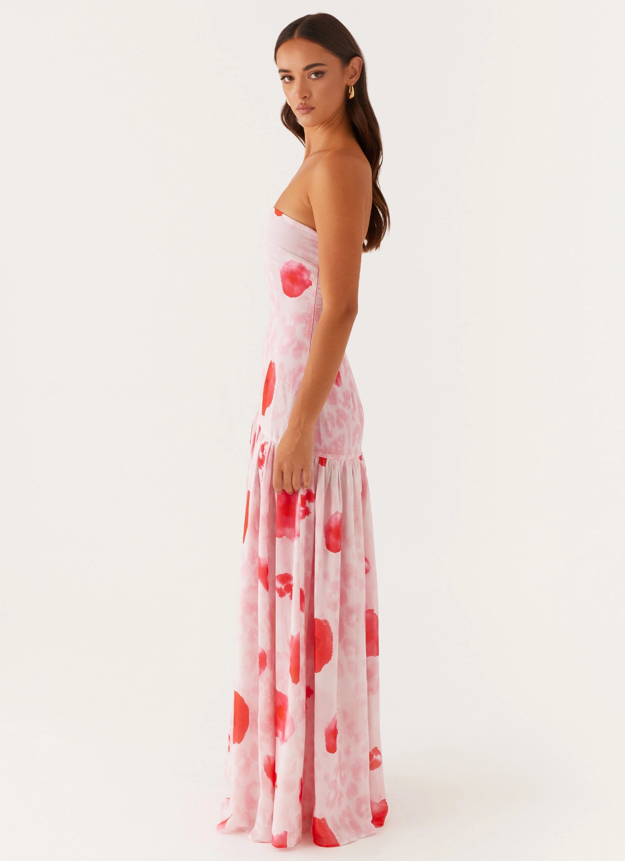 Minimalist-Trend Cozy Tones Eden Strapless Maxi Dress - Rose Leopard