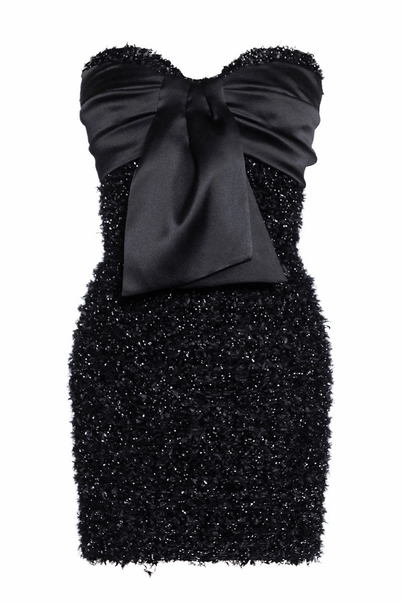 Knit Bustier Dress Airy Feel Gloss Accent