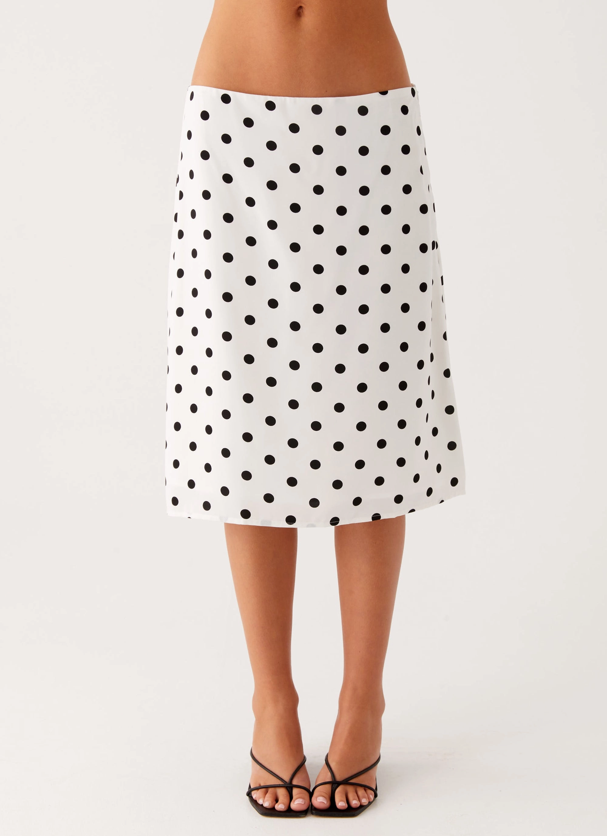 Evoke Chiffon Midi Skirt - White Polka Dot hypoallergenic material High End Quality