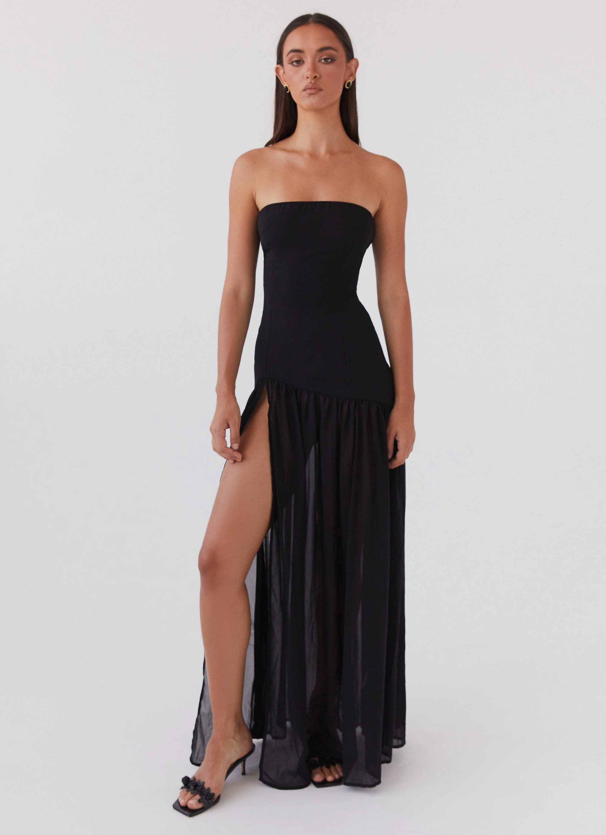 Bright Colors Eden Strapless Maxi Dress - Black