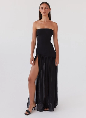 Bright Colors Eden Strapless Maxi Dress - Black