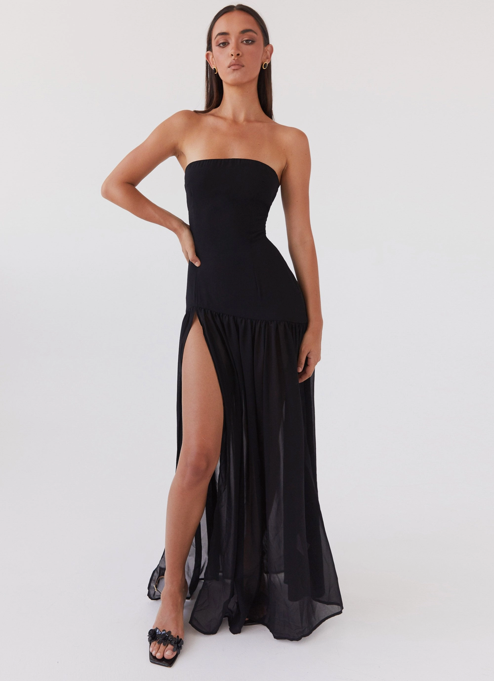 Eden Strapless Maxi Dress - Black Simple Yet Elegant Refined Finish