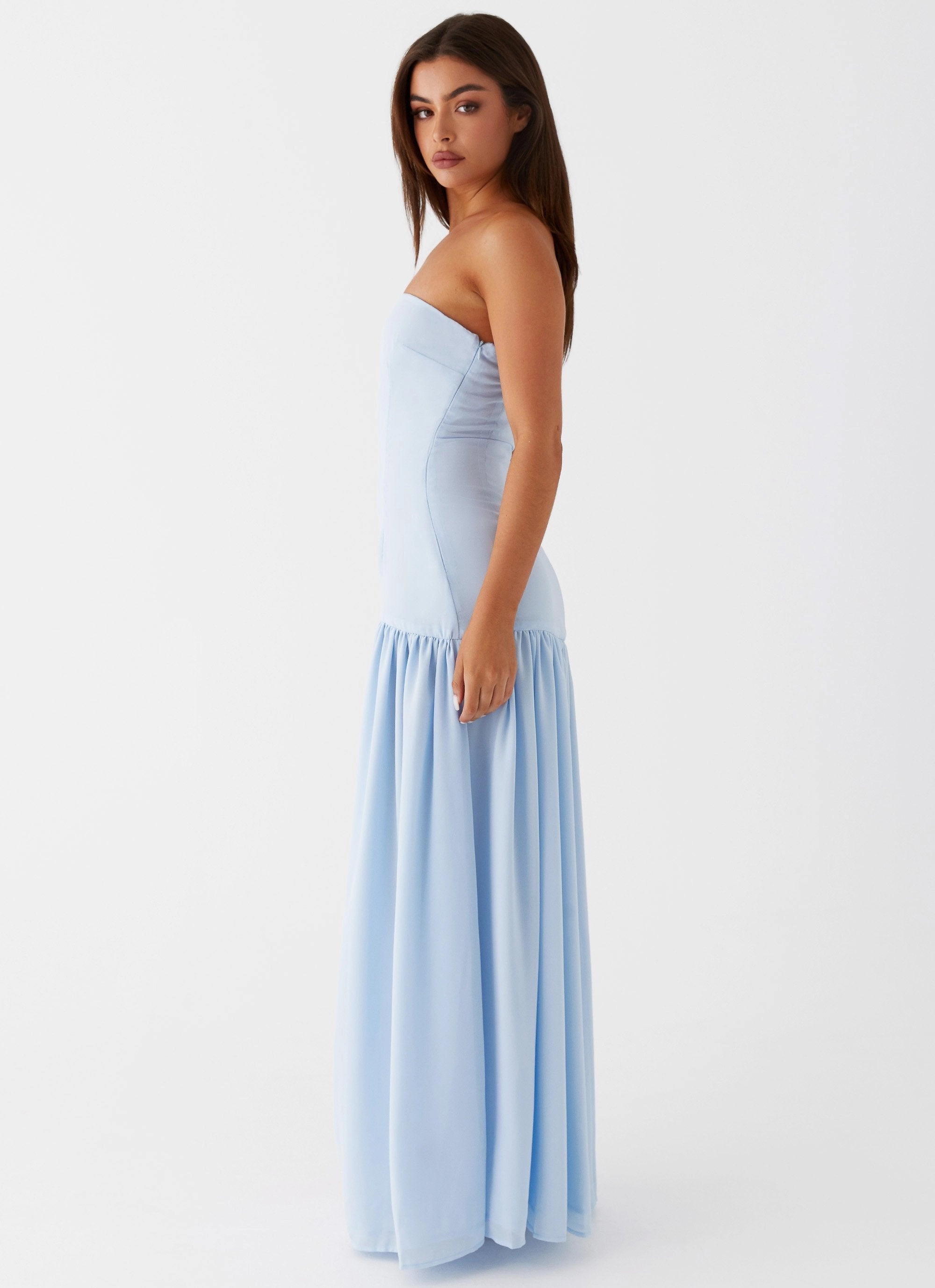 Eden Strapless Maxi Dress - Blue Stylish Appeal Soft touch evening dress