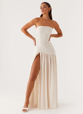 Natural Fit Clean Structure Eden Strapless Maxi Dress - Ivory