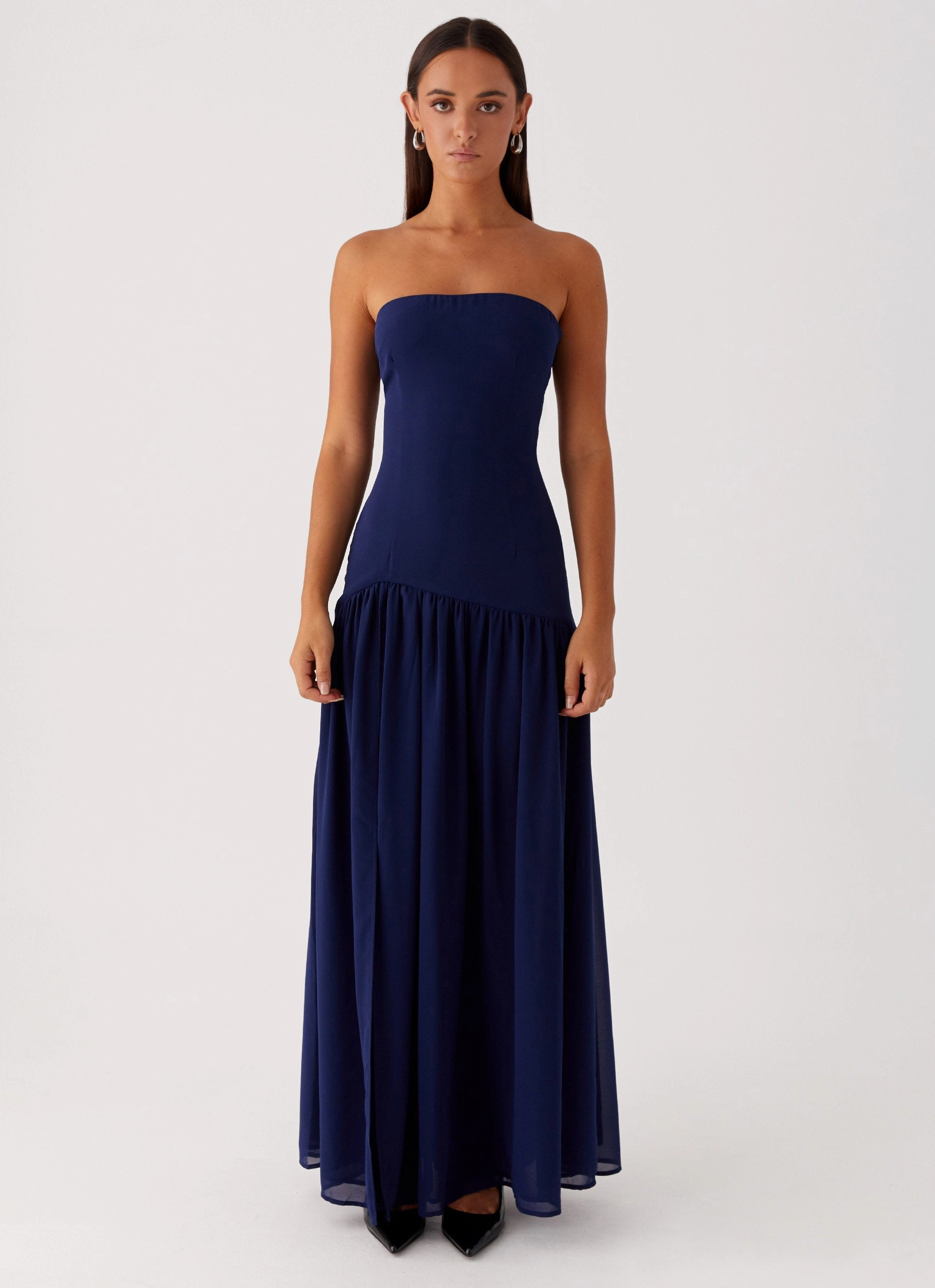 Fashionable Layer Eden Strapless Maxi Dress - Navy