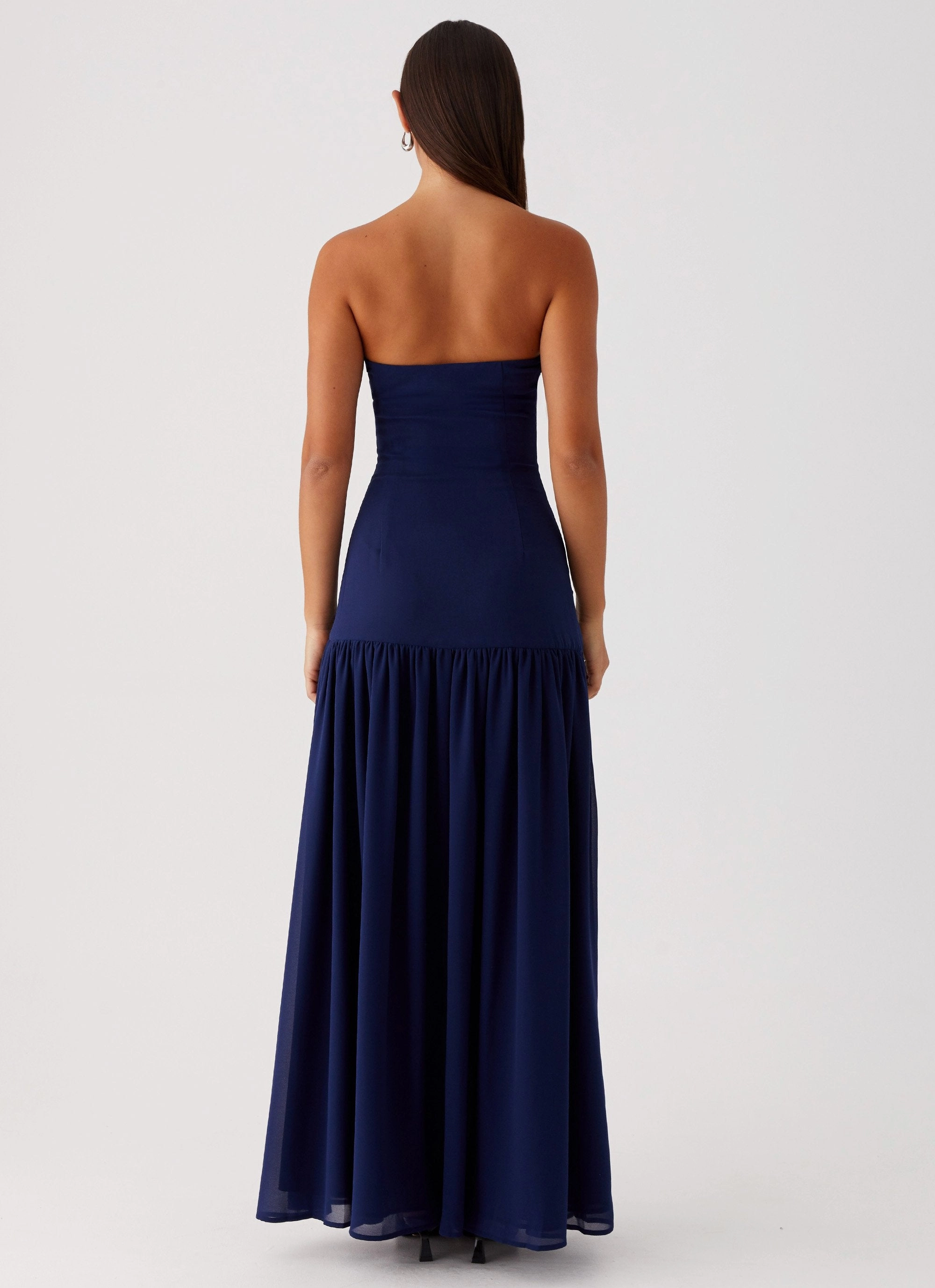 Inclusive Fit WideCollarDesign Eden Strapless Maxi Dress - Navy