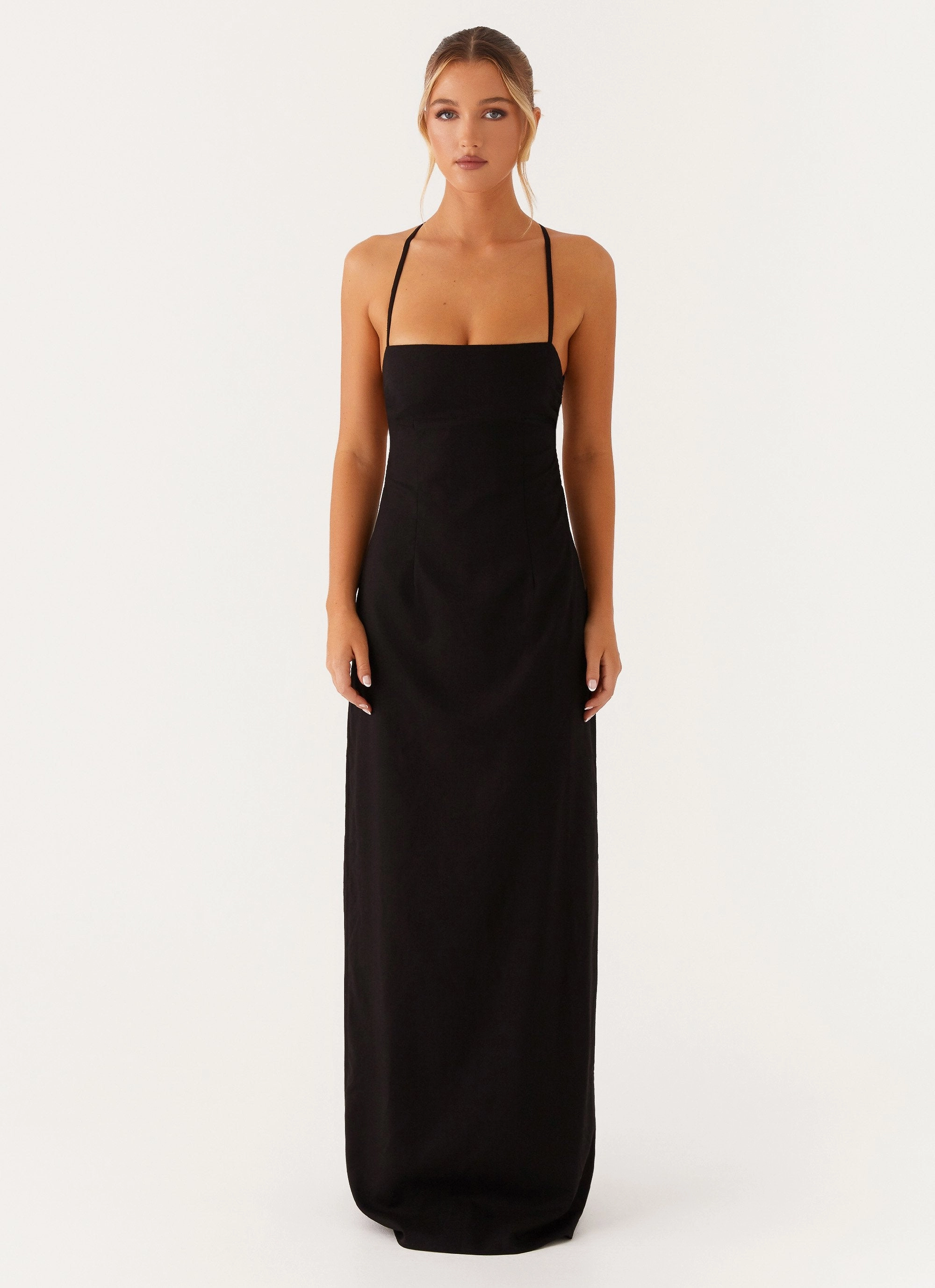 Lounge Base Cozy Drape Cora Backless Maxi Dress - Black