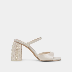 JEMMY PEARL HEELS VANILLA SILK Lace Up