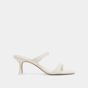 GENORA WIDE HEELS WHITE LEATHER Comfortable Heels