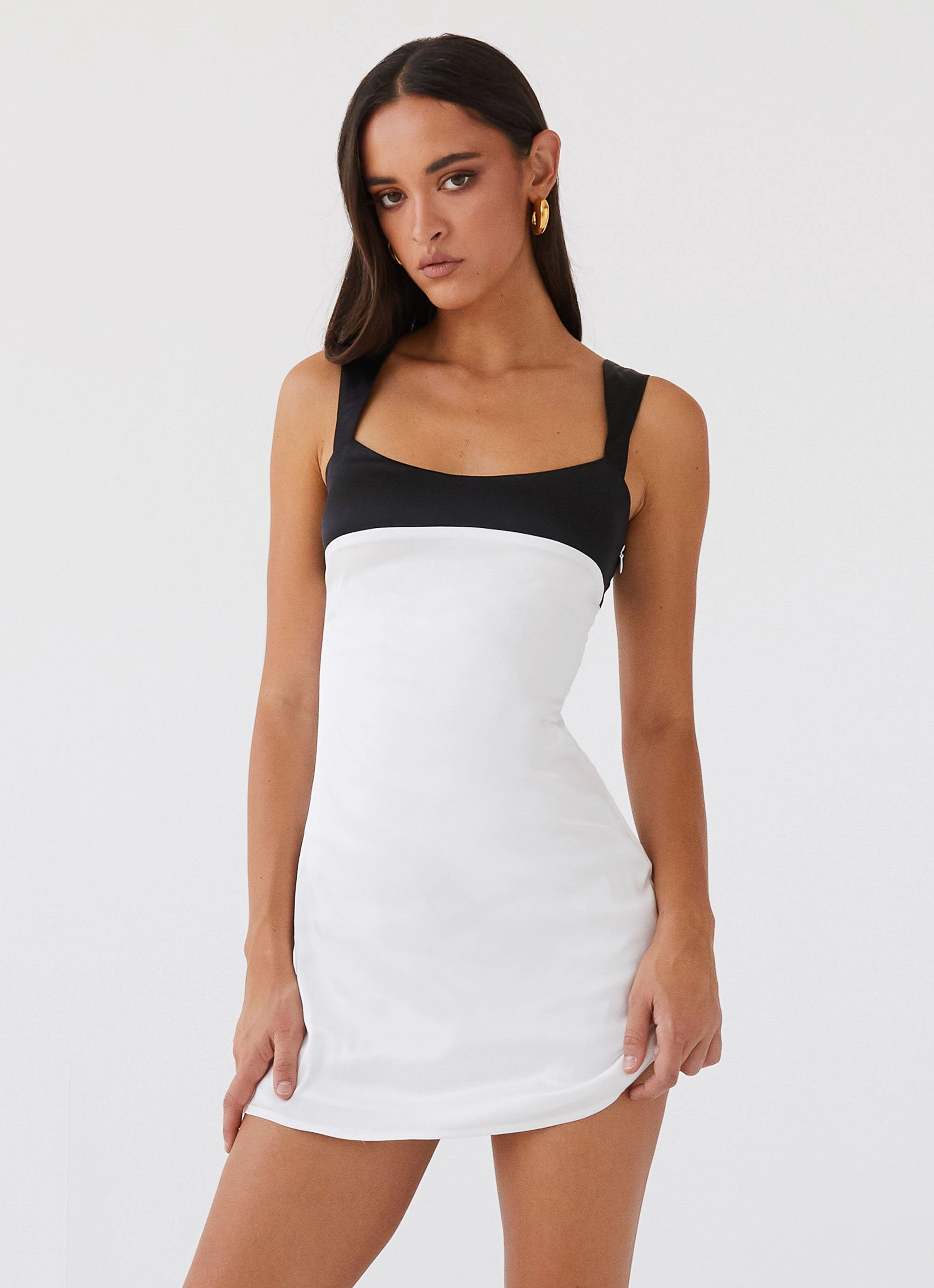 Gender Inclusive Odette Satin Mini Dress - Noir Pearl