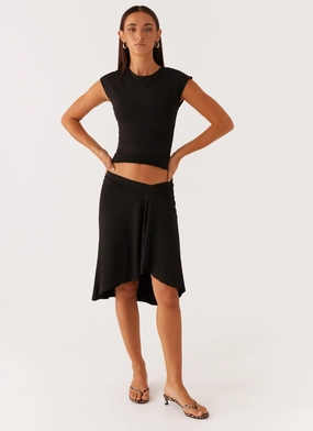 Runway Ready Shes A Lady Midi Skirt - Black