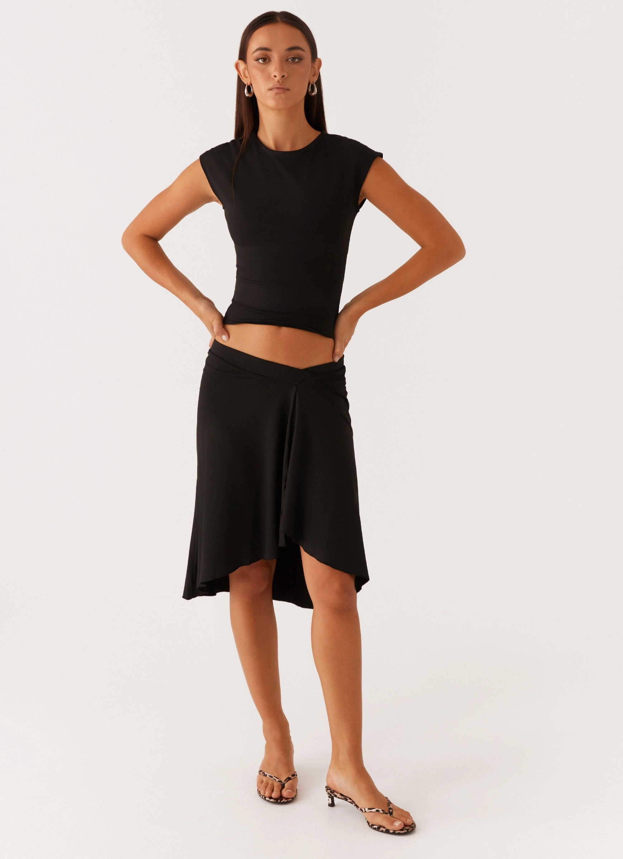 Runway Ready Shes A Lady Midi Skirt - Black