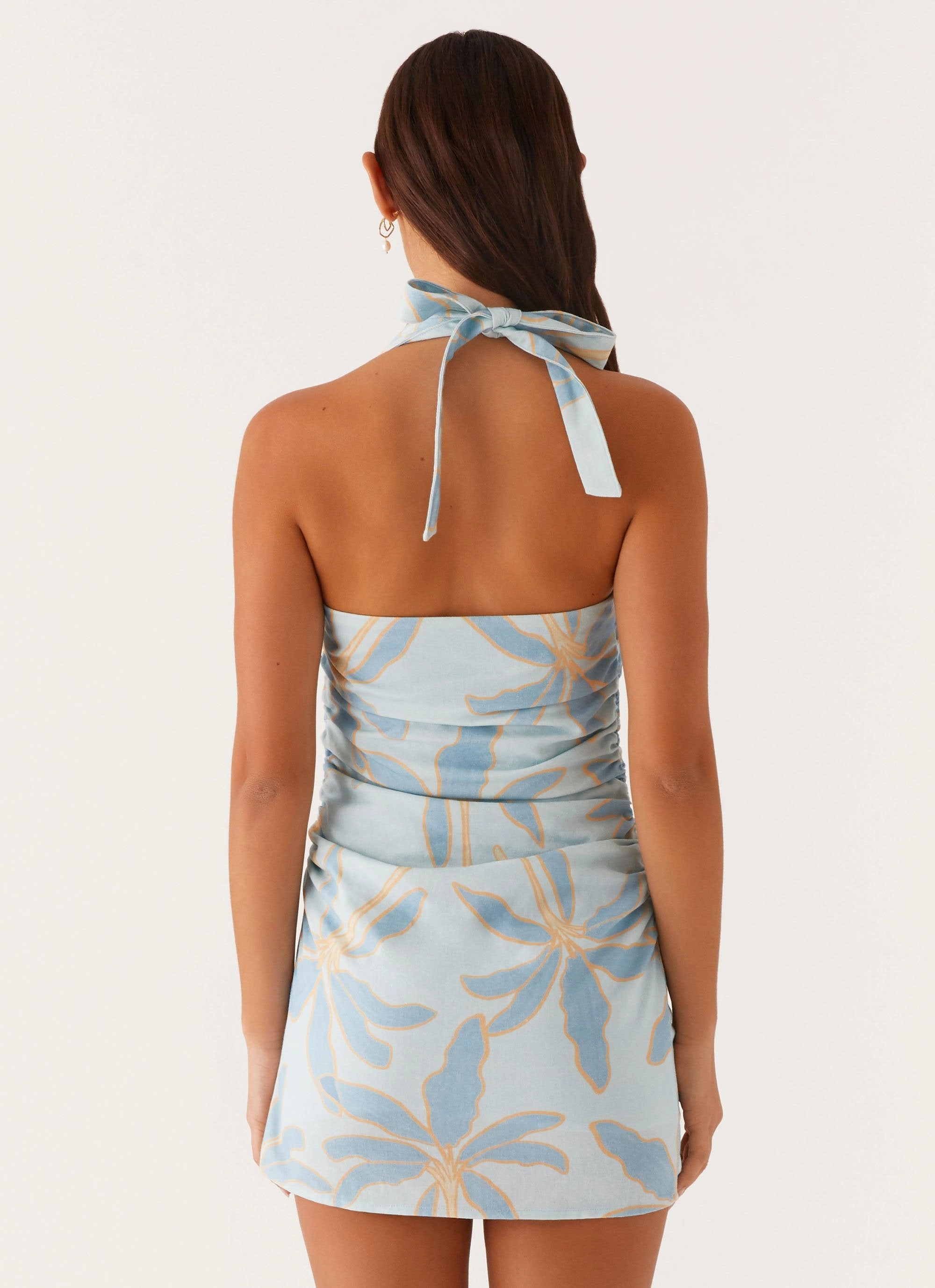 Annalissa Linen Mini Dress - Opulent Blue Elegant Look Balanced Shape