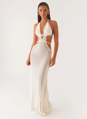 Daily Movement In Motion Cut Out Crochet Maxi Dress - White
