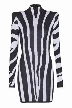 Lightweight Material Zebra Intarsia Knit Dress
