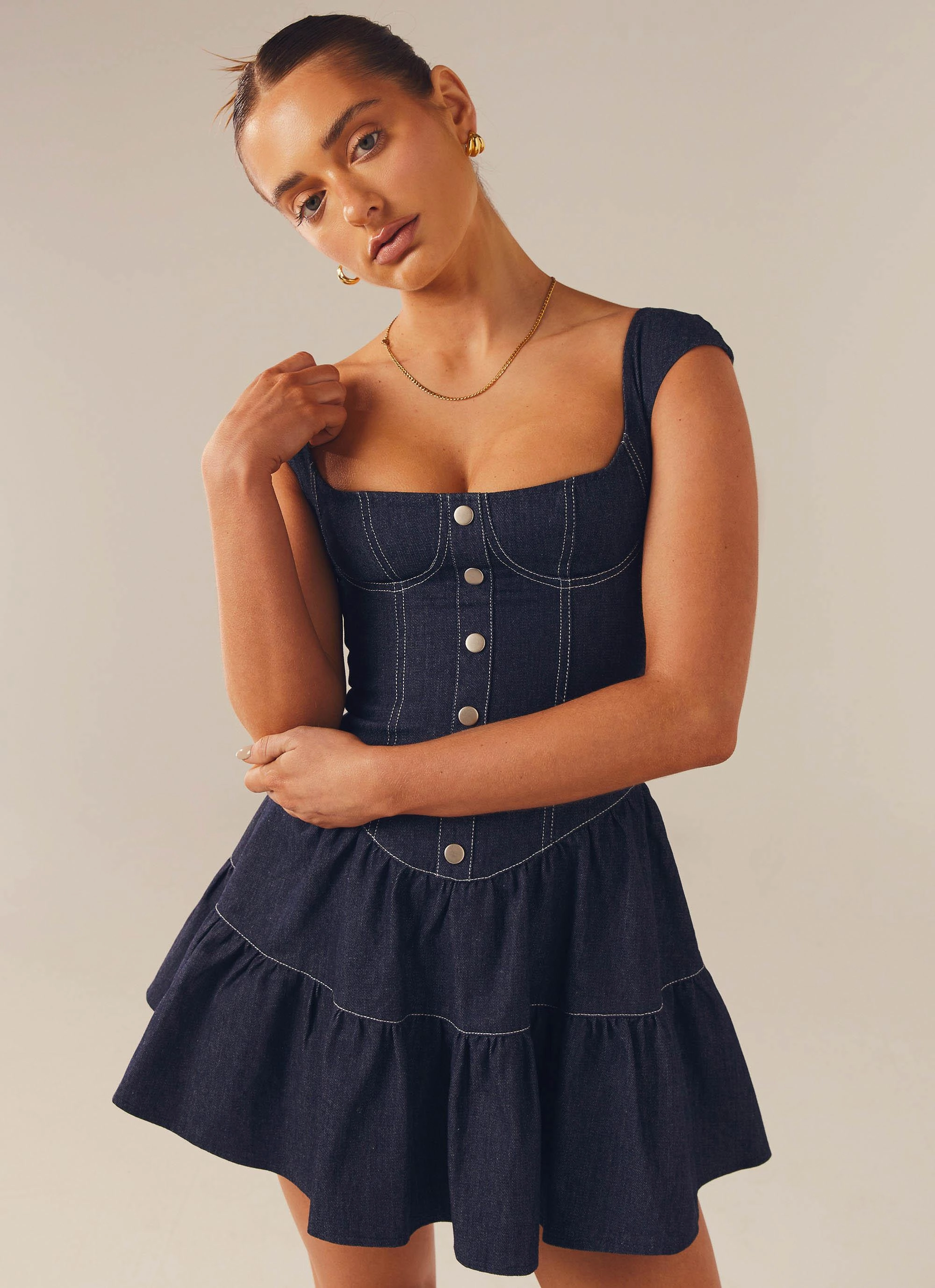 Modern Form Minimal Harmony Isabella Denim Bustier Dress - Indigo