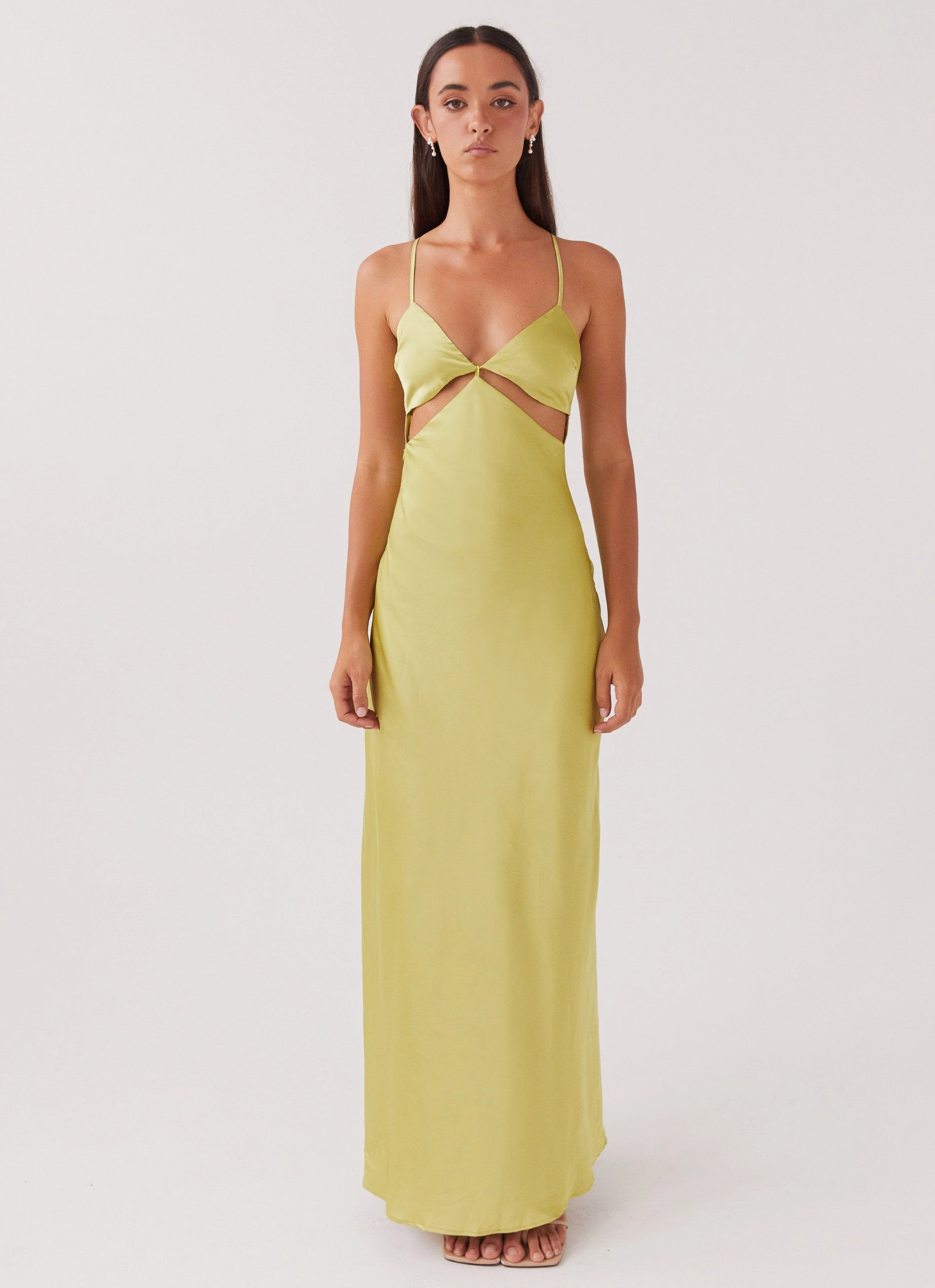 Sage Glow Raylie Cut Out Maxi Dress - Chartreuse