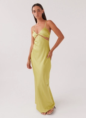 Lace-Edge Raylie Cut Out Maxi Dress - Chartreuse