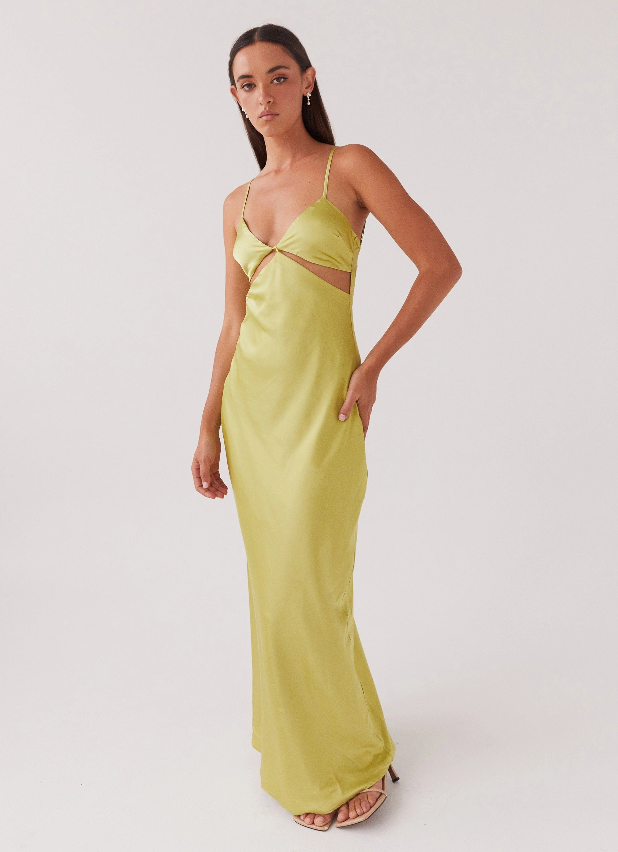 Lace-Edge Raylie Cut Out Maxi Dress - Chartreuse