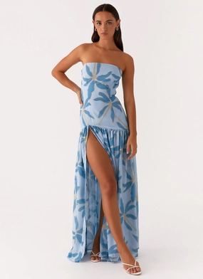 Eden Strapless Maxi Dress - Opulent Blue classic waist