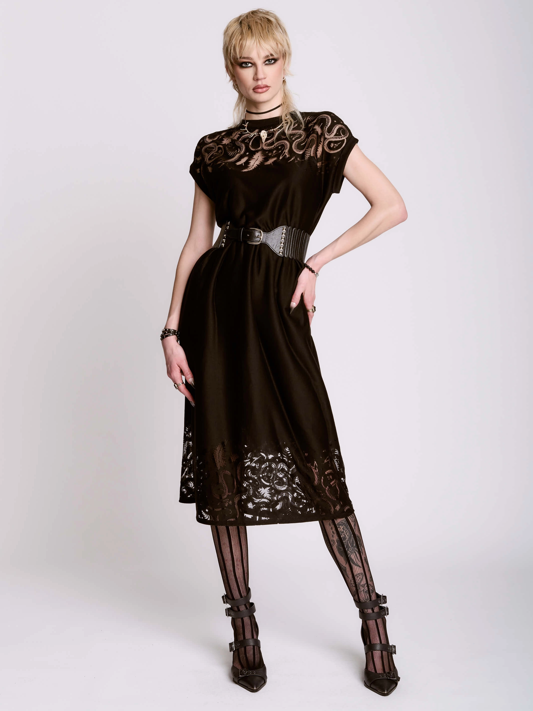 Burnout Snake Dress Subtle Flow Korean Trend
