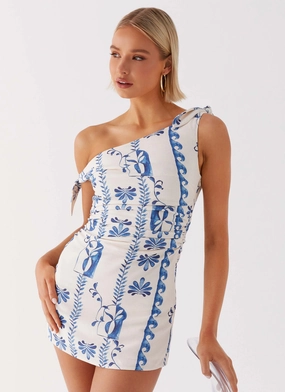 Weekend Fresh Amazonia Linen Mini Dress - Floral Wave
