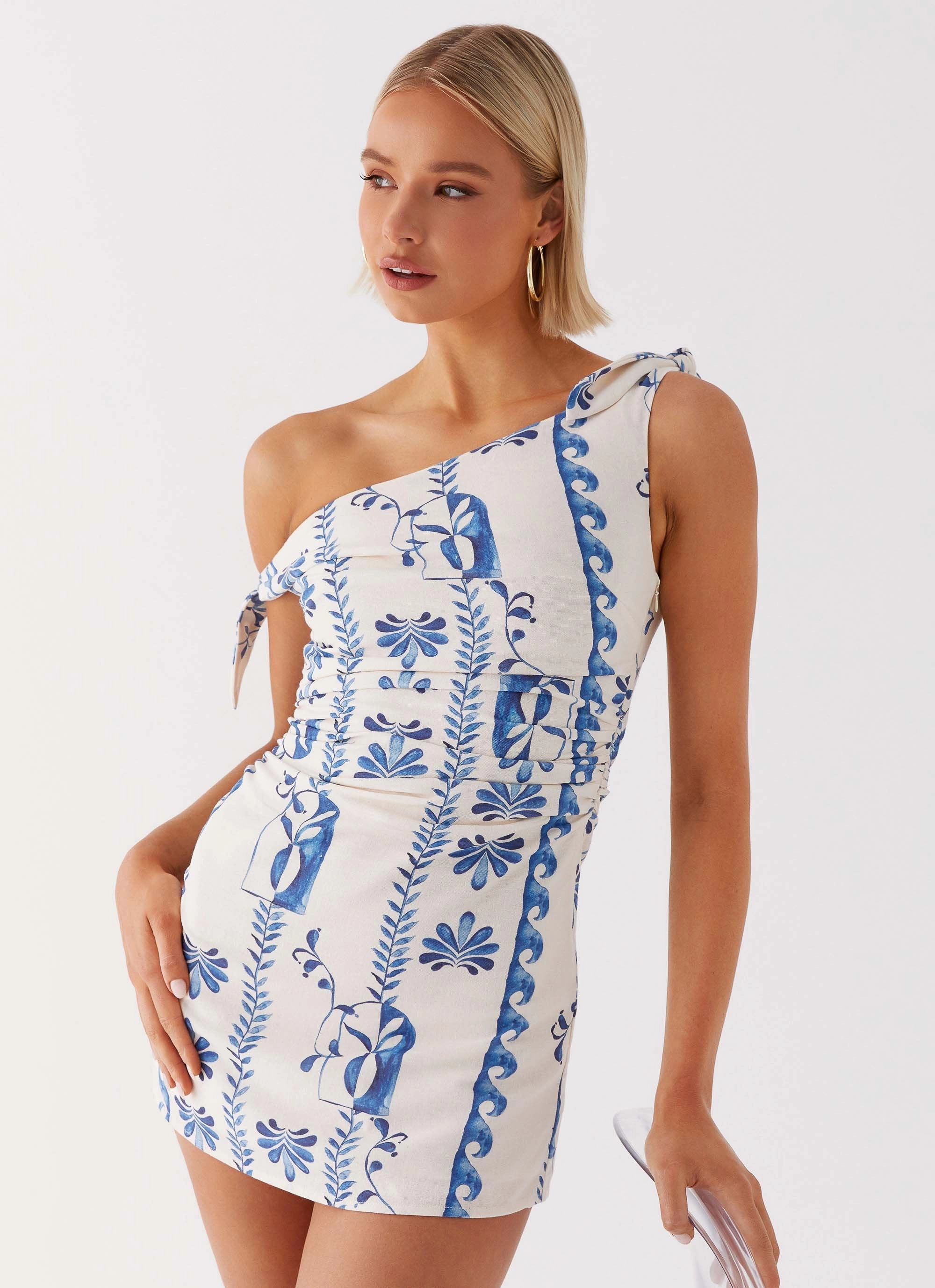 Weekend Fresh Amazonia Linen Mini Dress - Floral Wave