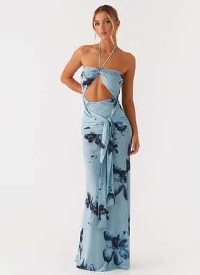 Antonia Maxi Dress - Black Blue Floral Everyday Movement Breeze Grace