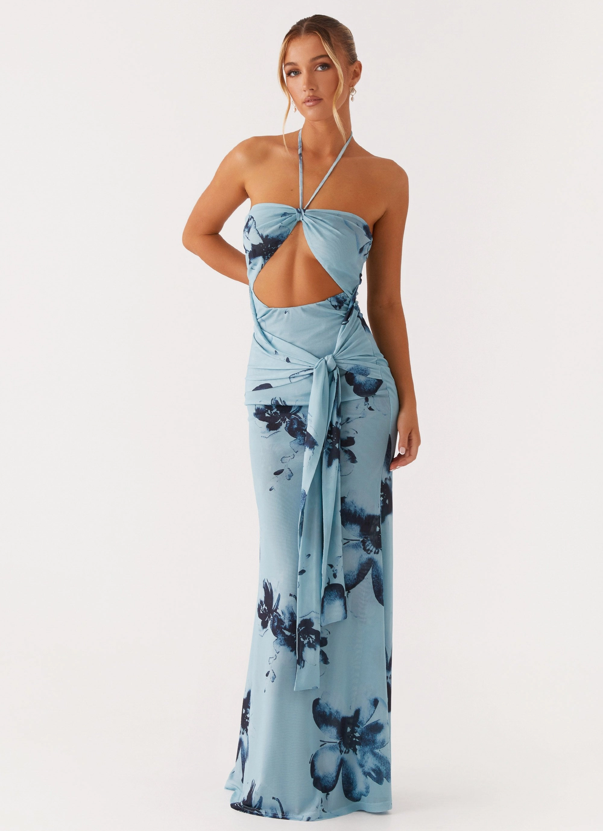 Antonia Maxi Dress - Black Blue Floral Everyday Movement Breeze Grace