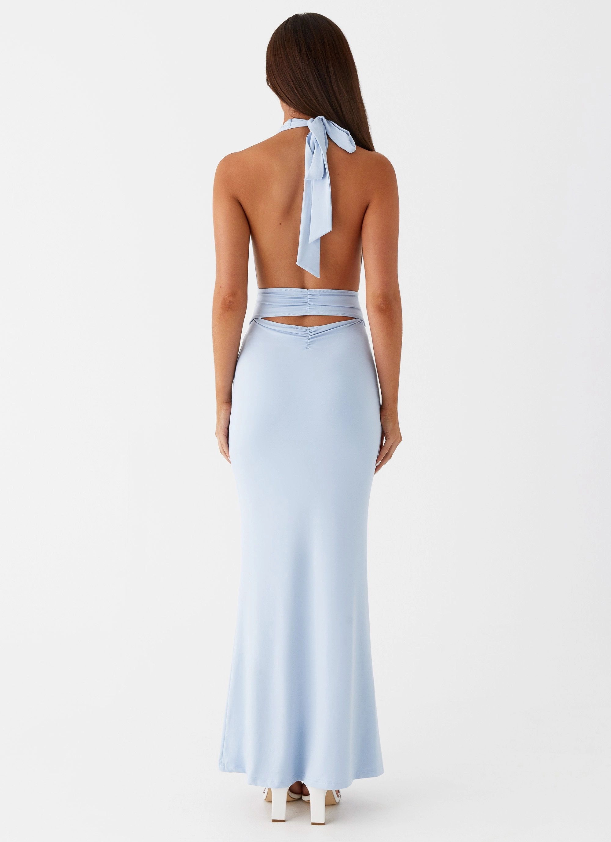 Sophisticated Edge Statement Neck Carolina Twist Maxi Dress - Blue