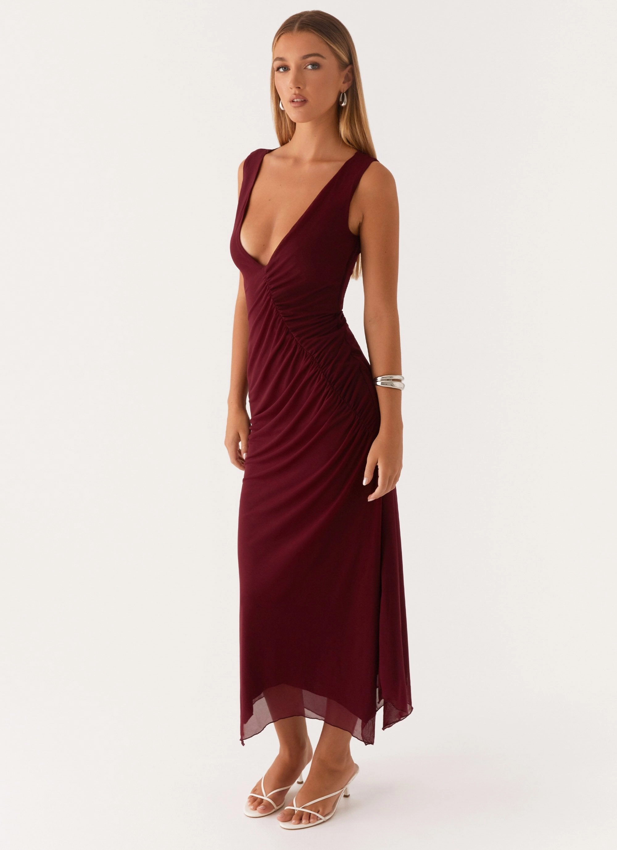 Murphy Maxi Dress - Deep Maroon Bold Movement Sleek Comfort