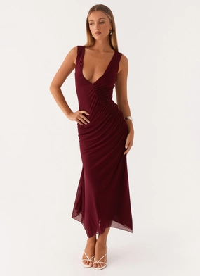Murphy Maxi Dress - Deep Maroon Layered Comfort A Line Cut