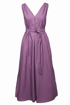 Button-front Gentle Glow Techno Poplin Belted Dress