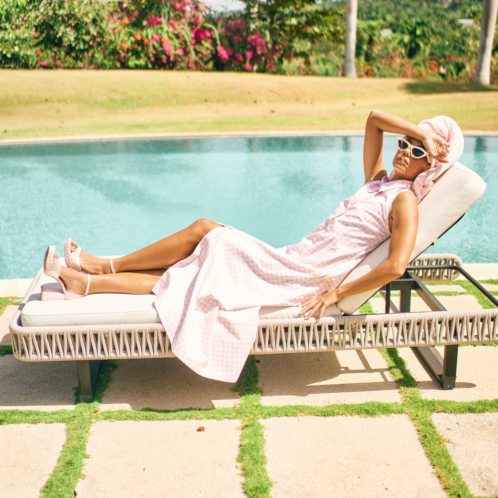 Quick Glam PANDRO X BYRDIE GOLF HEELS PINK PLAID GINGHAM