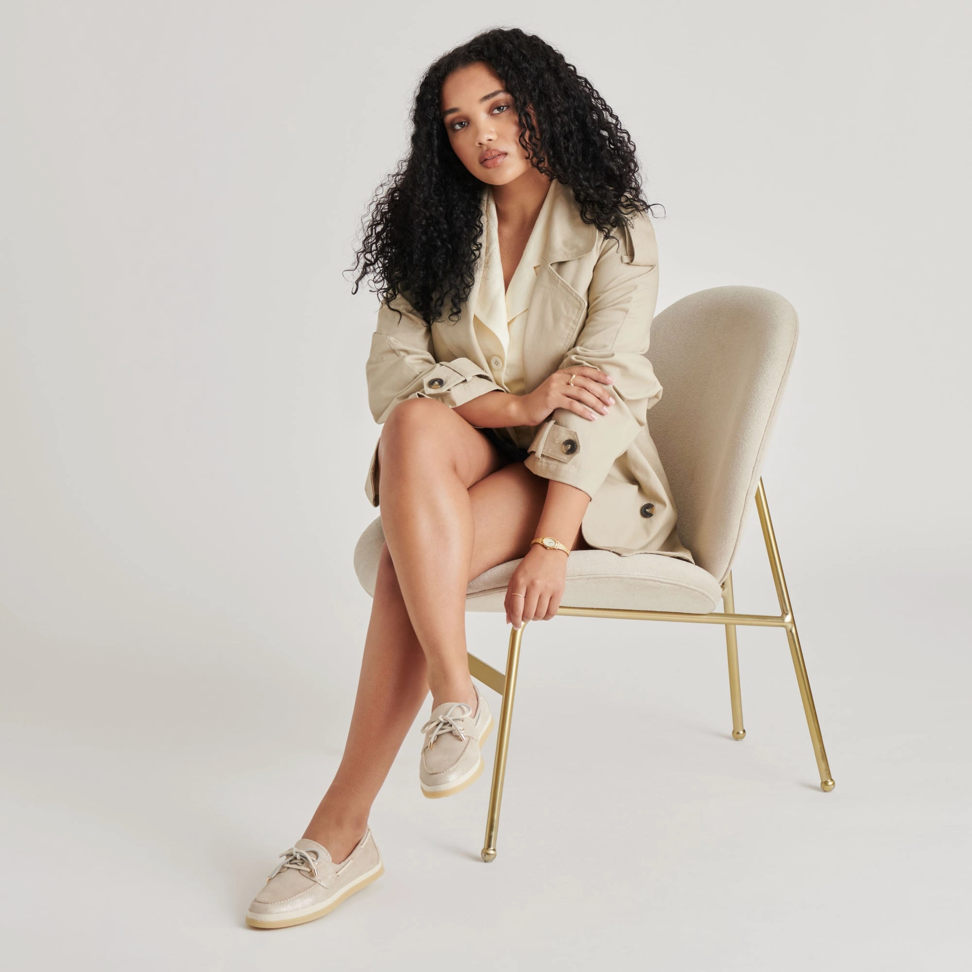 Stability plate Bouncy midsole DORIS LOAFERS TAUPE METALLIC WOVEN