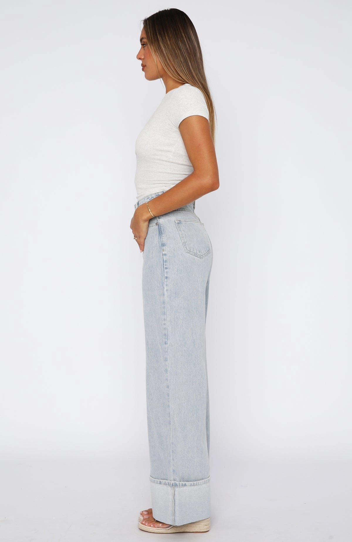 Riveted Stress Points Closet Classic Ellie High Rise Wide Leg Jeans Glacier Blue