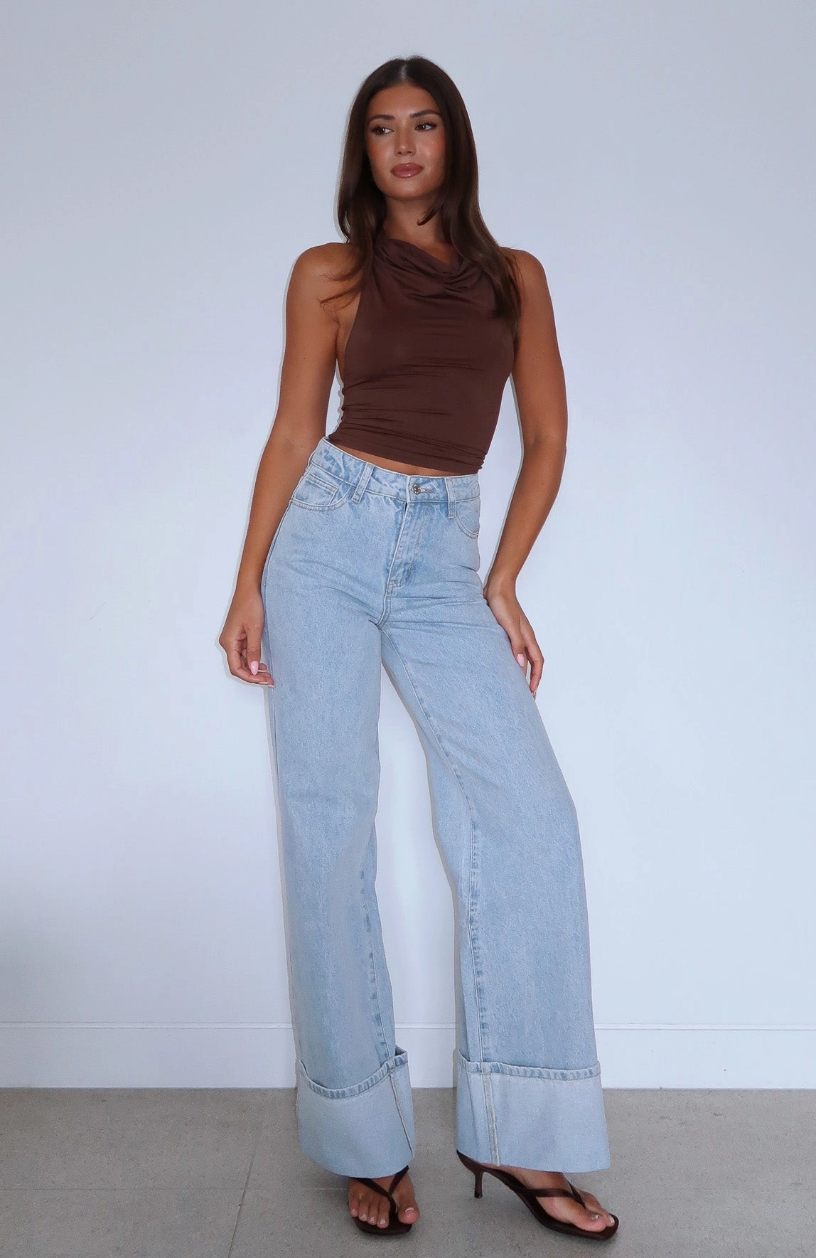 Quick Dry Weave Technology Smart Comfort Ellie High Rise Wide Leg Jeans Glacier Blue